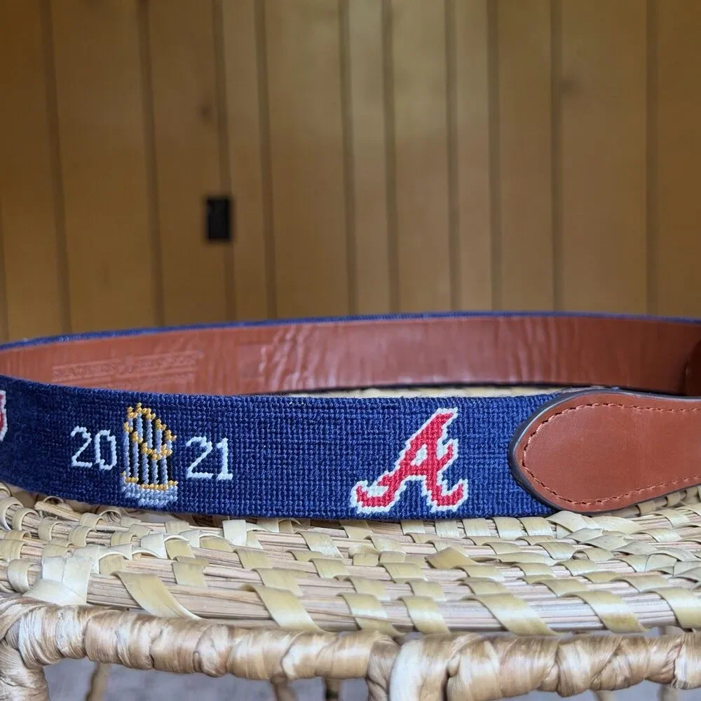 Atlanta Braves 2021 World Series Needlepoint Belt by Smathers & Branson 32